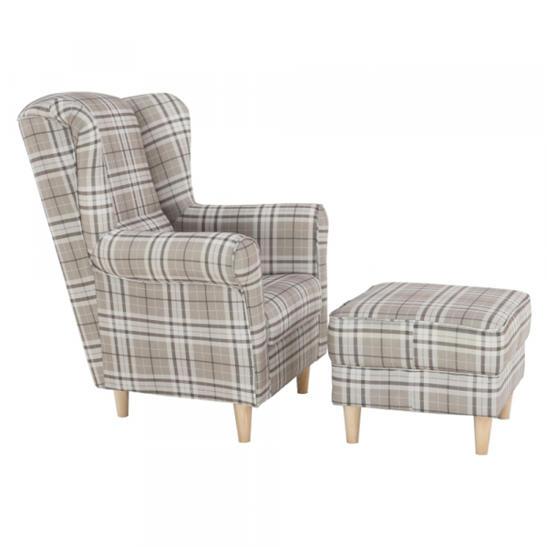 Fotoliu cu taburet tapiterie textil vintage patchwork ASTRID [3]