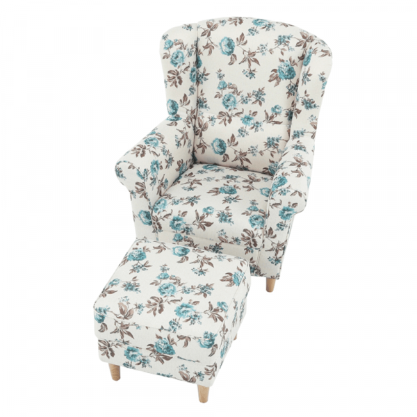 Fotoliu cu taburet tapiterie textil vintage patchwork ASTRID [7]