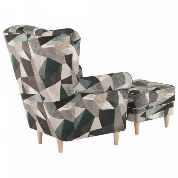 Fotoliu cu taburet tapiterie textil vintage patchwork ASTRID [4]
