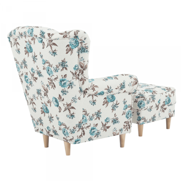 Fotoliu cu taburet tapiterie textil vintage patchwork ASTRID [4]