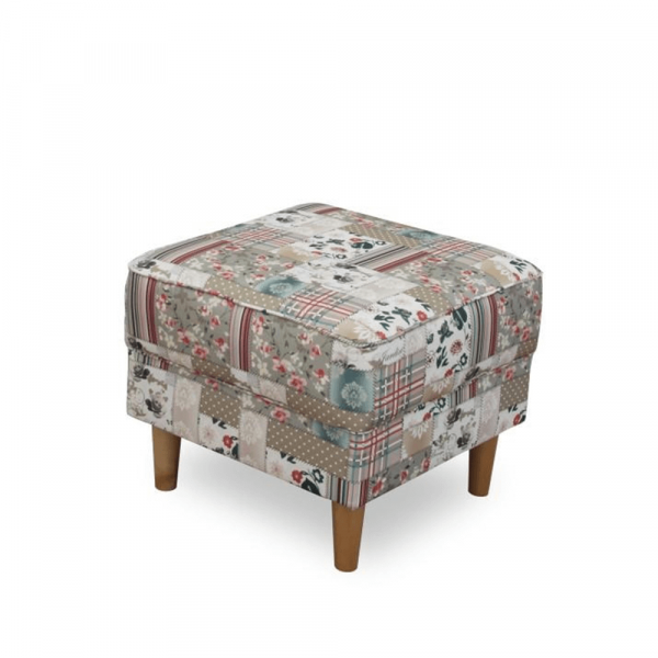 Fotoliu cu taburet tapiterie textil vintage patchwork ASTRID [4]