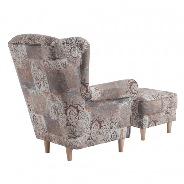 Fotoliu cu taburet tapiterie textil vintage patchwork ASTRID [4]