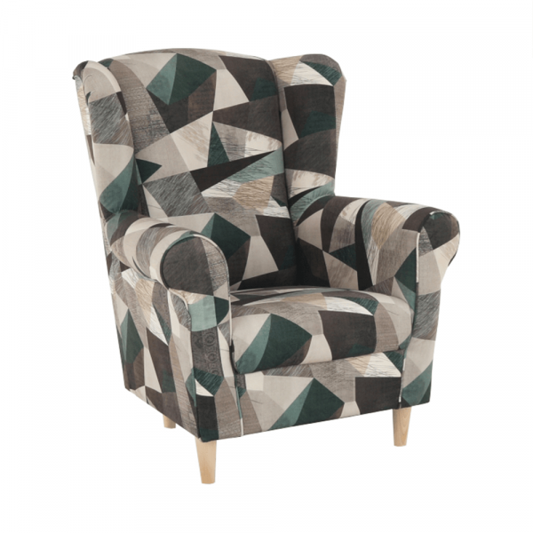 Fotoliu cu taburet tapiterie textil vintage patchwork ASTRID [7]
