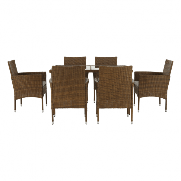 Set de gradina masa 6 scaune rattan miere/crem GARDEN [4]