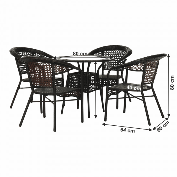 Set de gradina masa 4 scaune maro GETON [2]