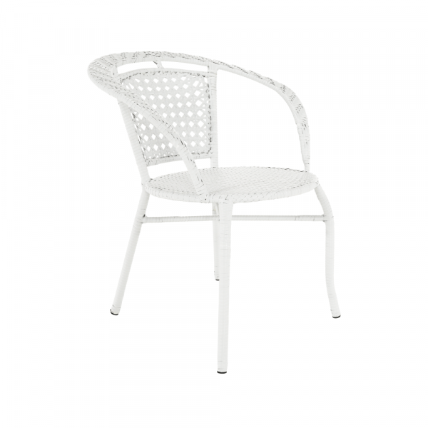 Set tehno-rattan de gradina masa 2 scaune alb JENAR [7]