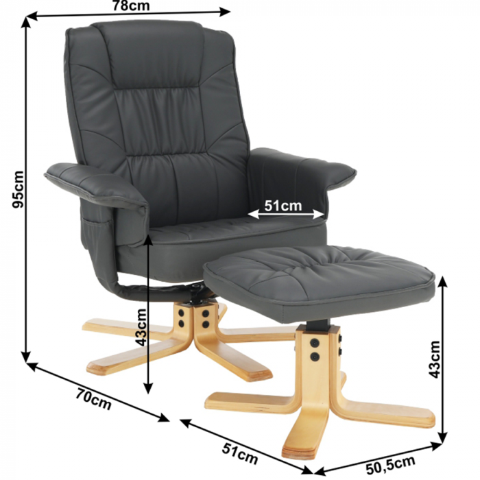 Fotoliu relaxant imitatie piele cu taburet LERATO [2]