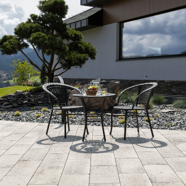 Set tehno-rattan de gradina masa 2 scaune maro LASAN [7]