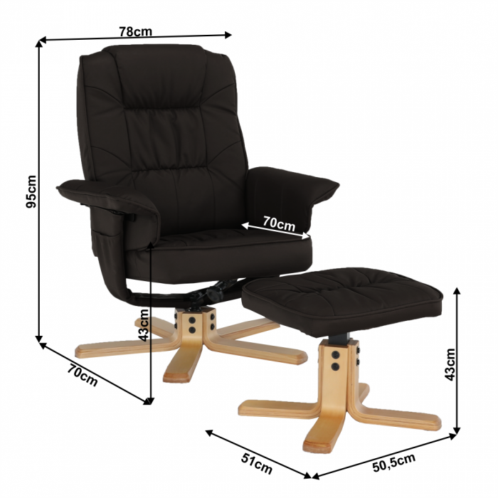 Fotoliu relaxant imitatie piele cu taburet LERATO [2]