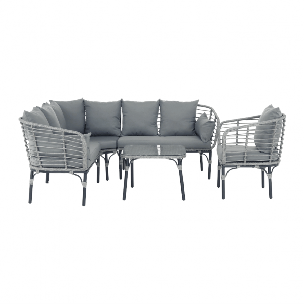 Set de gradina din 3 piese rattan gri MAUDAN [10]