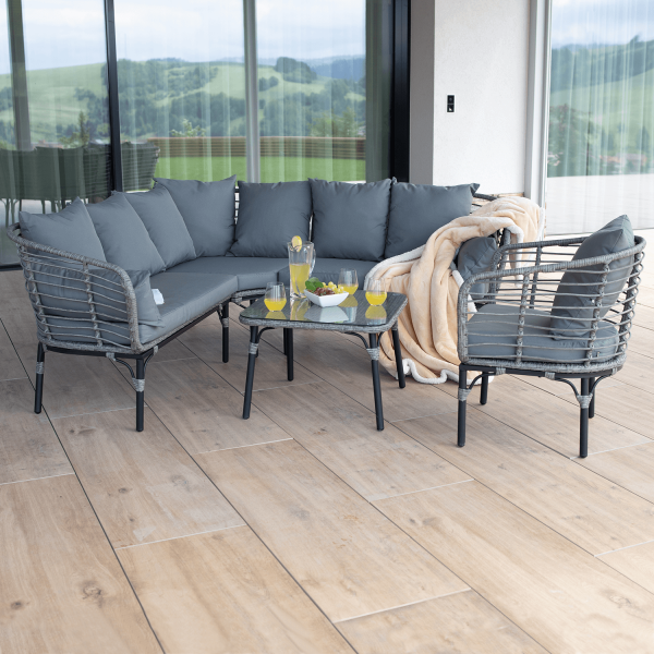 Set de gradina din 3 piese rattan gri MAUDAN [4]
