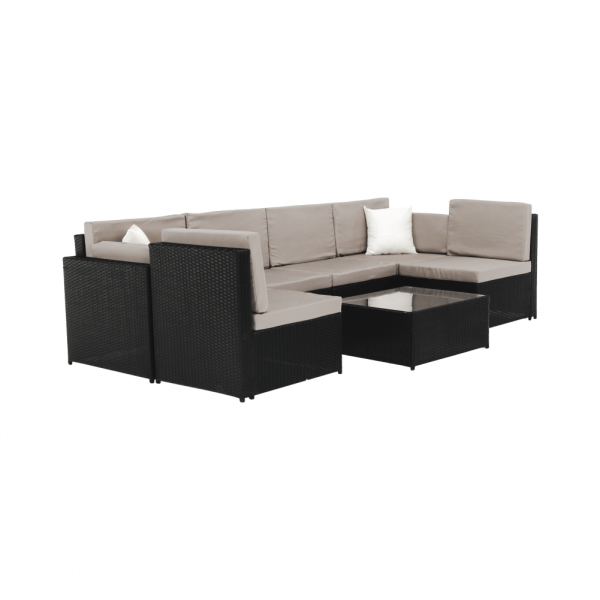 Set de gradina 7 piese tehno-rattan negru gri MODESTO [9]