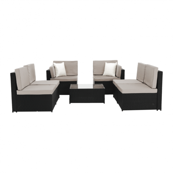 Set de gradina 7 piese tehno-rattan negru gri MODESTO [13]
