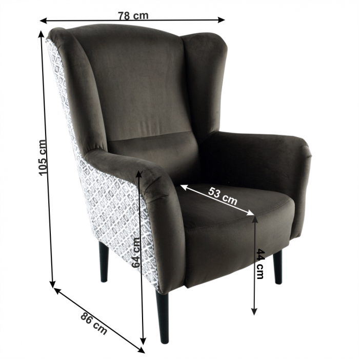 Fotoliu lemn tapitat pattern BELEK [3]