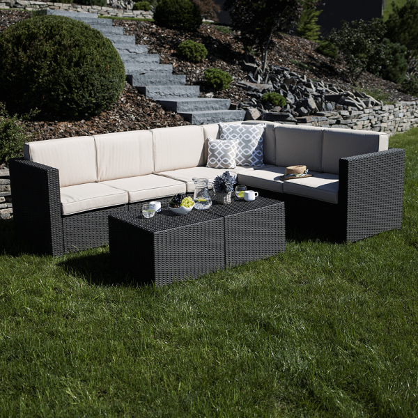 Set de gradina din rattan 3 piese maro/bej RODEN [5]