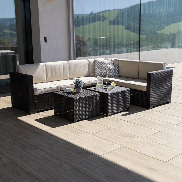 Set de gradina din rattan 3 piese maro/bej RODEN [6]