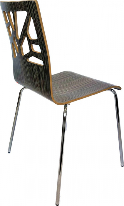Scaun cadru metalic scoica din lemn stratificat cu model VERBENA ZEBRANO [2]