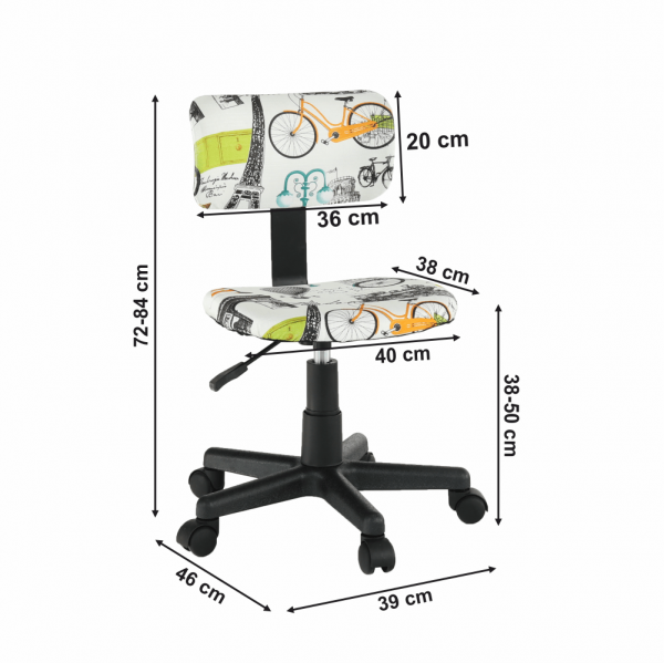 Scaun de birou rotativ tapitat KIDS [4]
