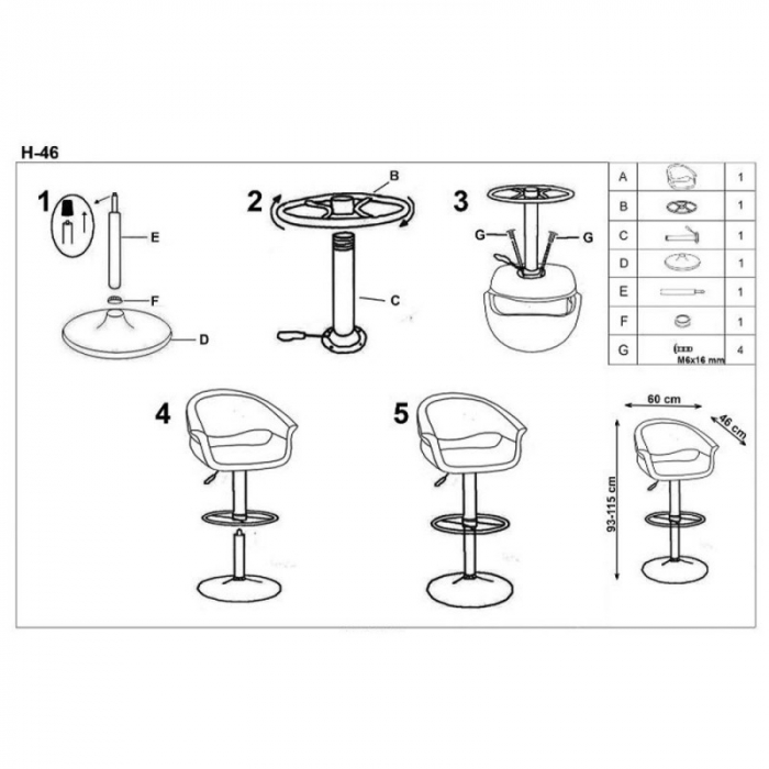 Scaun inalt de bar reglabil pe inaltime tapitat HM H46 [5]
