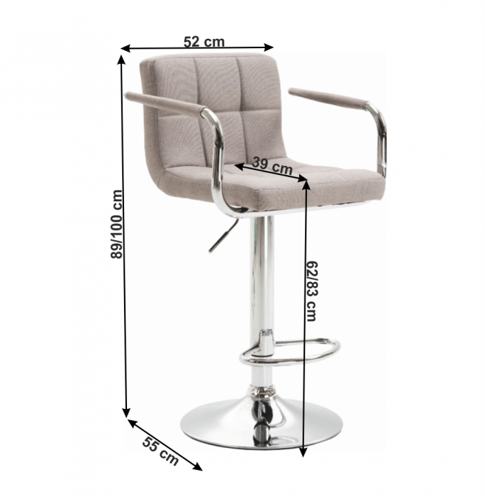 Scaun inalt de bar reglabil pe inaltime tapitat LEORA 2 NEW [2]