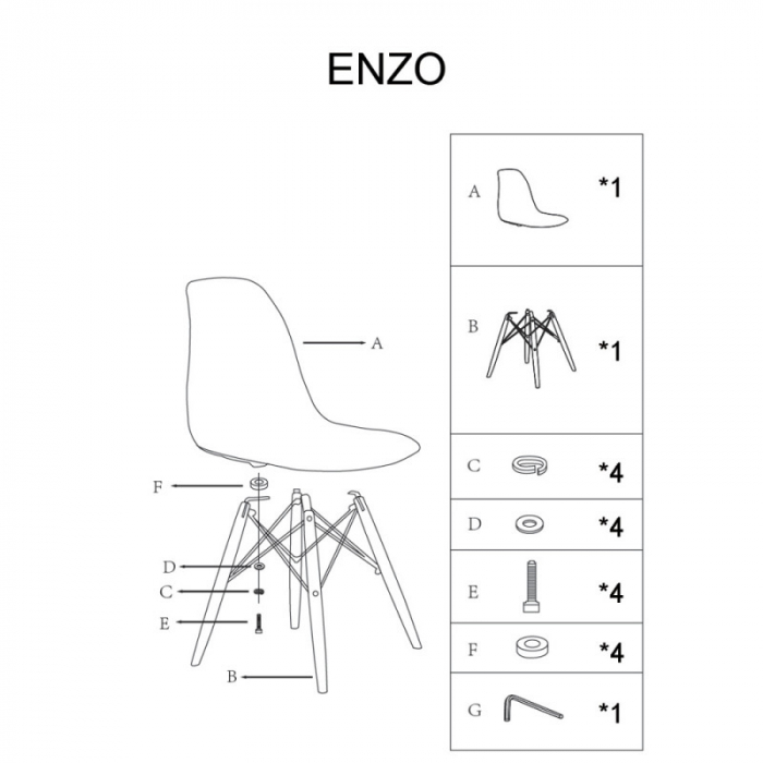Scaun lemn masiv scoica plastic SL Enzo [6]