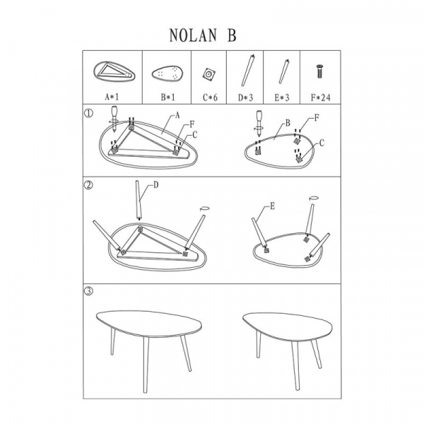 Set 2 mese cafea SL Nolan B alb - stejar [2]