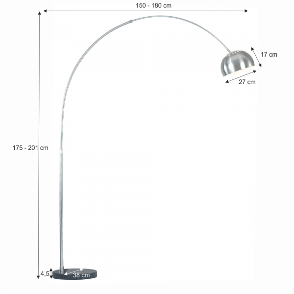 Lampă semicerc oţel / marmură neagră CINDA TYP 16 F1034-M [2]