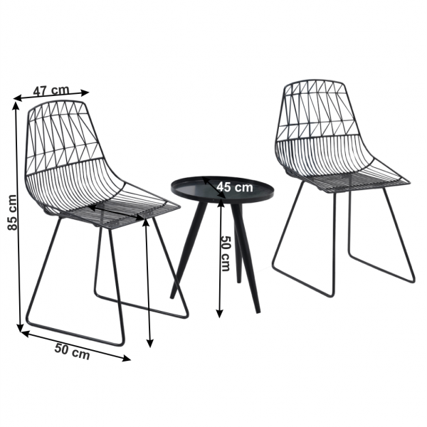 Set de gradina masa 2 scaune negru SAHIR [2]