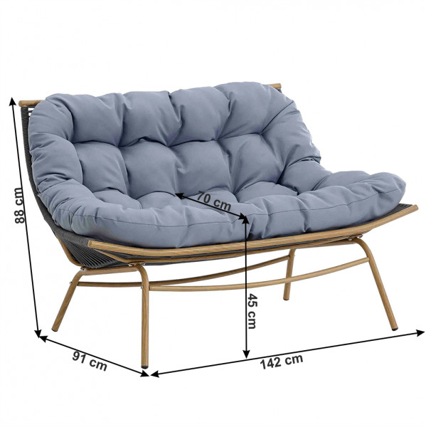 Set de 4 piese de gradina  gri/albastru BAREN [3]