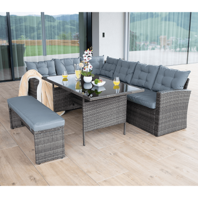 Set de gradina din 3 piese tehno-rattan gri AUREK [3]