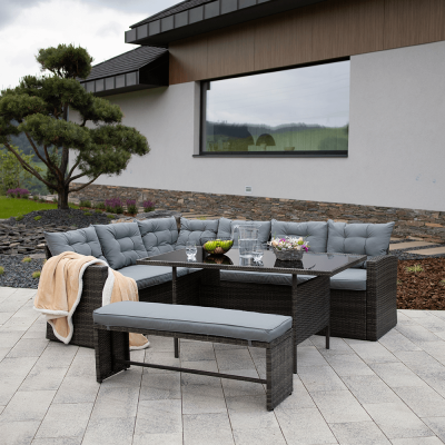 Set de gradina din 3 piese tehno-rattan gri AUREK [4]