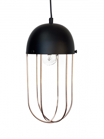 Corpuri de iluminat - Lustra pe cablu Pendul metalic Negru/Cupru ESTRELLA CL-06