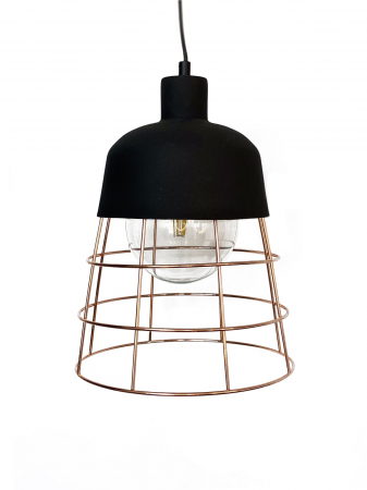 Corpuri de iluminat - Lustra pe cablu Pendul metalic Negru/Cupru RAYO CL-08