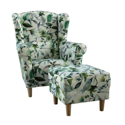 Fotoliu cu taburet tapiterie textil vintage patchwork ASTRID [4]
