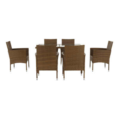 Set de gradina masa 6 scaune rattan miere/crem GARDEN [5]