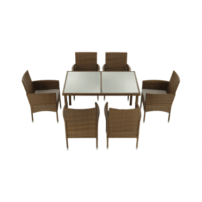 Set de gradina masa 6 scaune rattan miere/crem GARDEN [6]