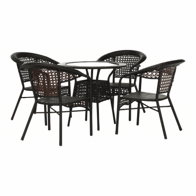 Mobilier de exterior - Set de gradina masa 4 scaune maro GETON