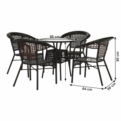 Set de gradina masa 4 scaune maro GETON [1]