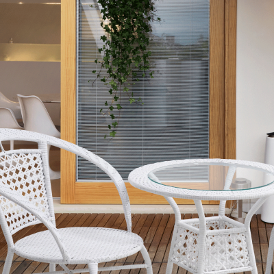 Set tehno-rattan de gradina masa 2 scaune alb JENAR [5]