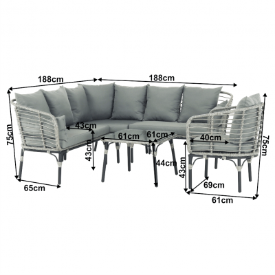 Set de gradina din 3 piese rattan gri MAUDAN [1]