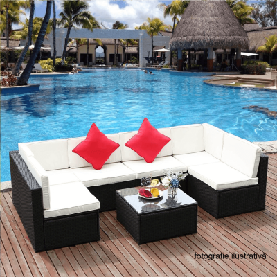 Set de gradina 7 piese tehno-rattan negru gri MODESTO [4]