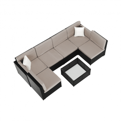 Set de gradina 7 piese tehno-rattan negru gri MODESTO [6]