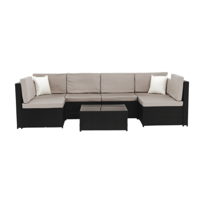 Set de gradina 7 piese tehno-rattan negru gri MODESTO [7]