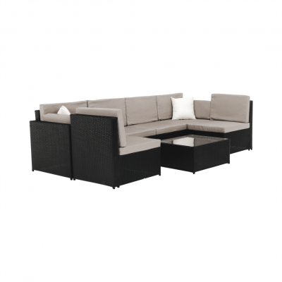 Set de gradina 7 piese tehno-rattan negru gri MODESTO [8]