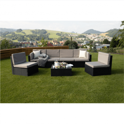 Set de gradina 7 piese tehno-rattan negru gri MODESTO [25]