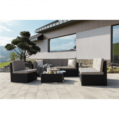 Set de gradina 7 piese tehno-rattan negru gri MODESTO [26]