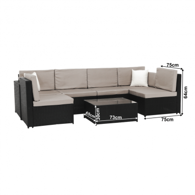 Set de gradina 7 piese tehno-rattan negru gri MODESTO [1]