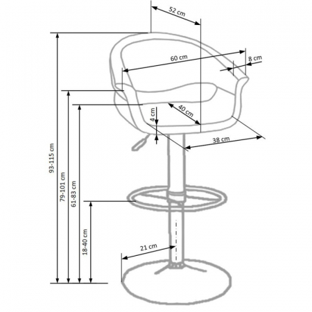 Scaun inalt de bar reglabil pe inaltime tapitat HM H46 [5]