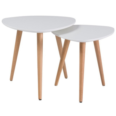 Mobilier - Set 2 mese cafea SL Nolan A alb - stejar