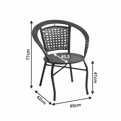 Set tehno-rattan de gradina masa 2 scaune maro LASAN [1]